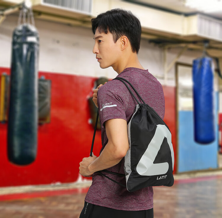 JD Original Waterproof Fitness Drawstring Bag, New Style Travel Running Sports Backpack for Men And Women, Large Capacity, Black 3