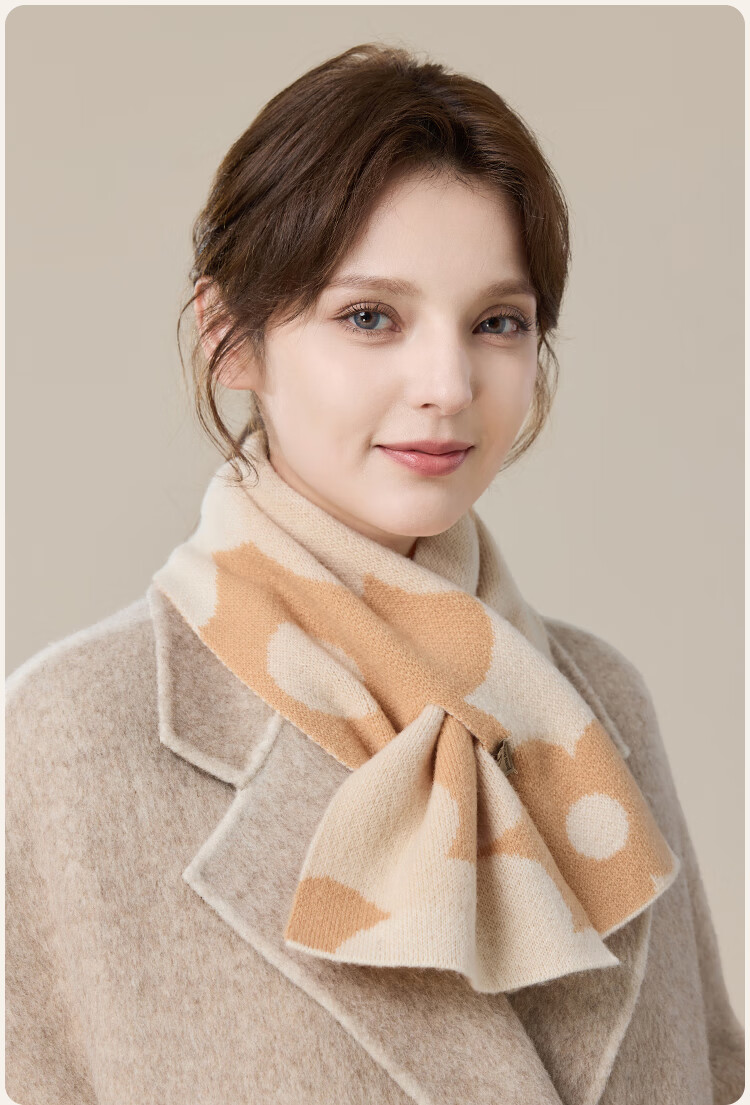 JIUMU Pure Wool Scarf for Women, Autumn And Winter Ladies' Warm Neck Warmer, Lightweight Winter Neck Protection Short Scarf for Wome 20