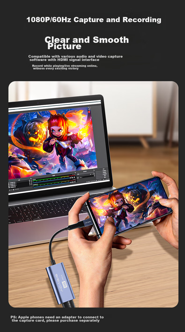 Acasis Video Capture Card for Switch/PS5/Smartphones/Tablets IPad/Cameras, 1080P HD Live Streaming Capture Device MS2130, Game Screen Casting And Recording VC-002 7