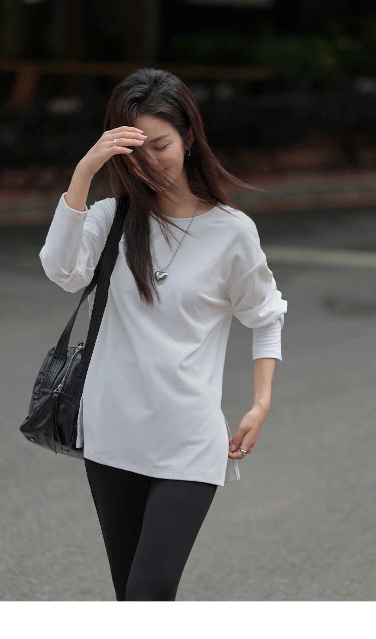Dme [De Rong Warm T-Shirt] 2025 Spring And Autumn Basic Wear, Side Slit Hem Base Layer for Wome 10