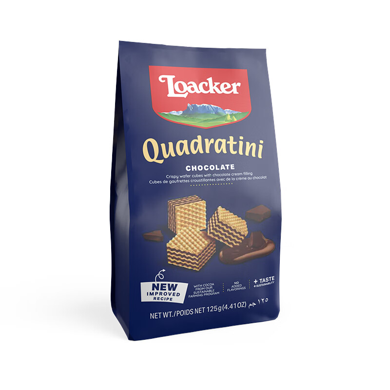 莱家loacker巧克力味威化饼干125g进口宿舍追剧膨化零食超市