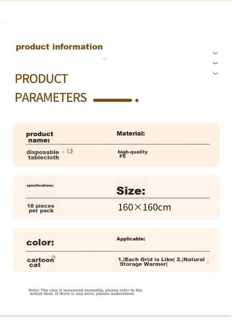 YOUAO Disposable Tablecloths, 160cm, 10 Pieces, Thickened Camping Outdoor Placemats, Printed Tablecloths, Outdoor Dining Mats for Gatherings 3