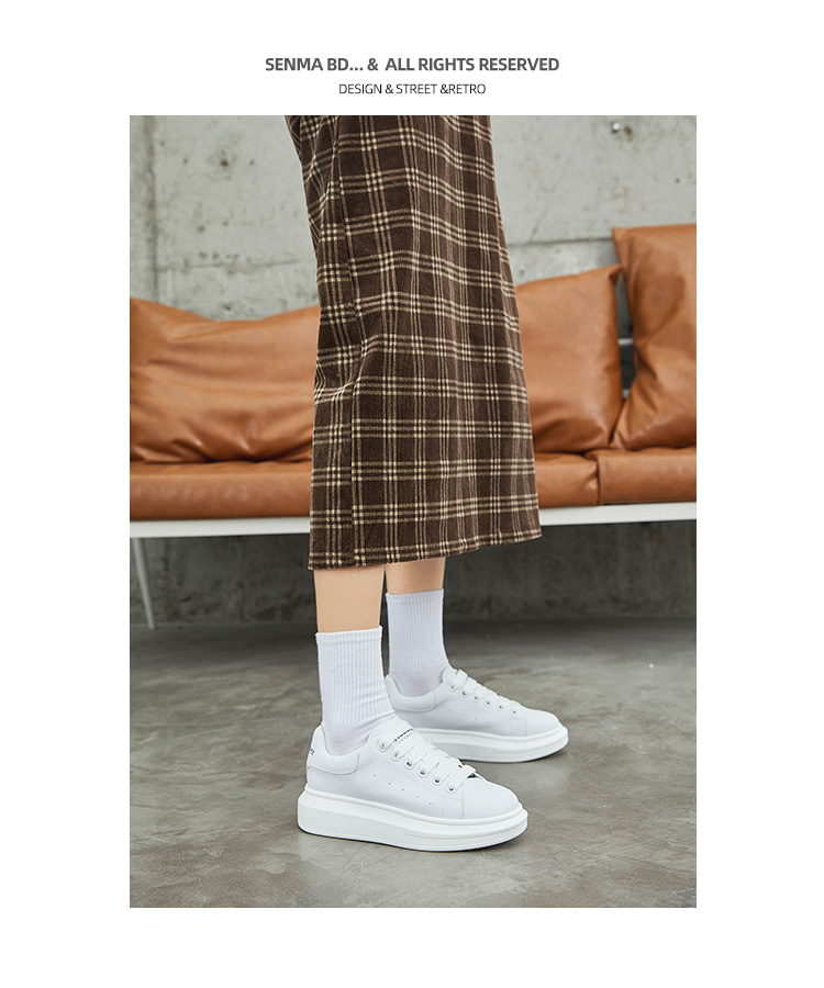 Senma Fashion Korean-Style Versatile Thick-Soled White Sneakers Breathable Comfortable Casual Shoes for Women 121134806 White Size 35 10