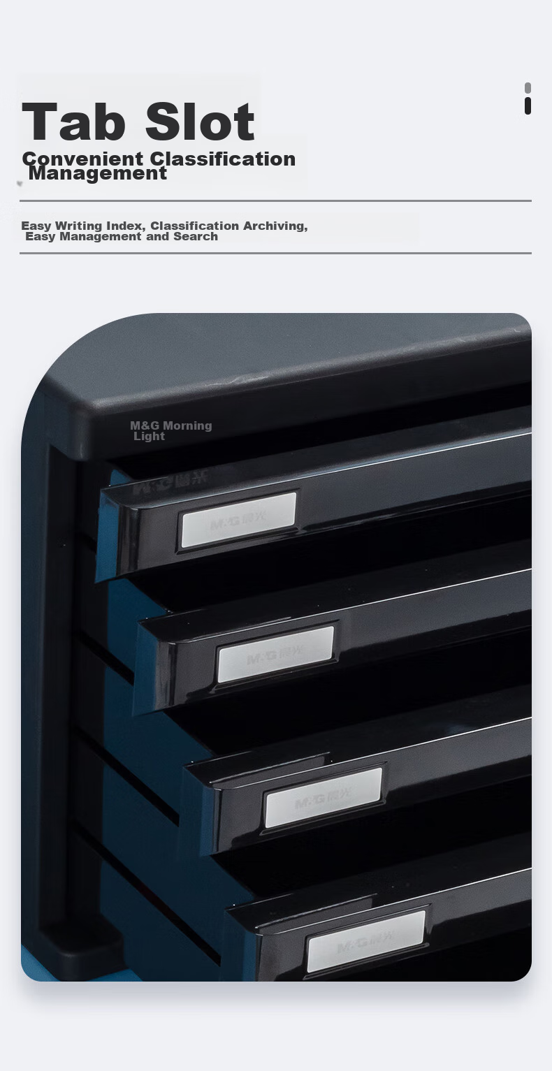 M&G Stationery, 5-Tier Desktop File Cabinet, Drawer-Style Handle A4 Document Storage Cabinet with Index Labels, Office Supplies, Black Single Pack ADM95298 7