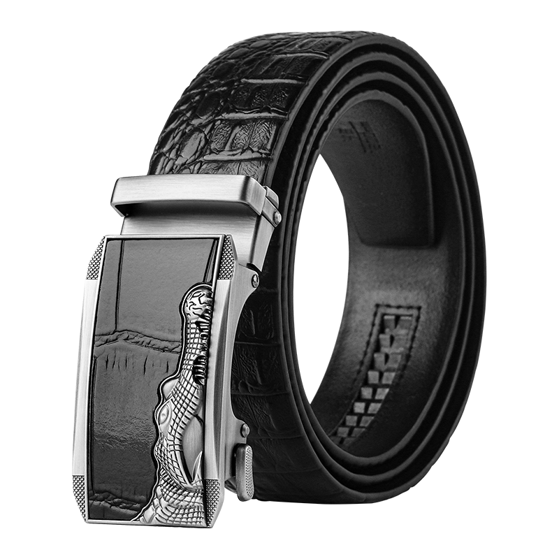 CARTELO Men's Leather Belt Business Trendy Young and Middle-aged Crocodile Pattern Automatic Buckle Casual Waistband Gift for Boyfriend