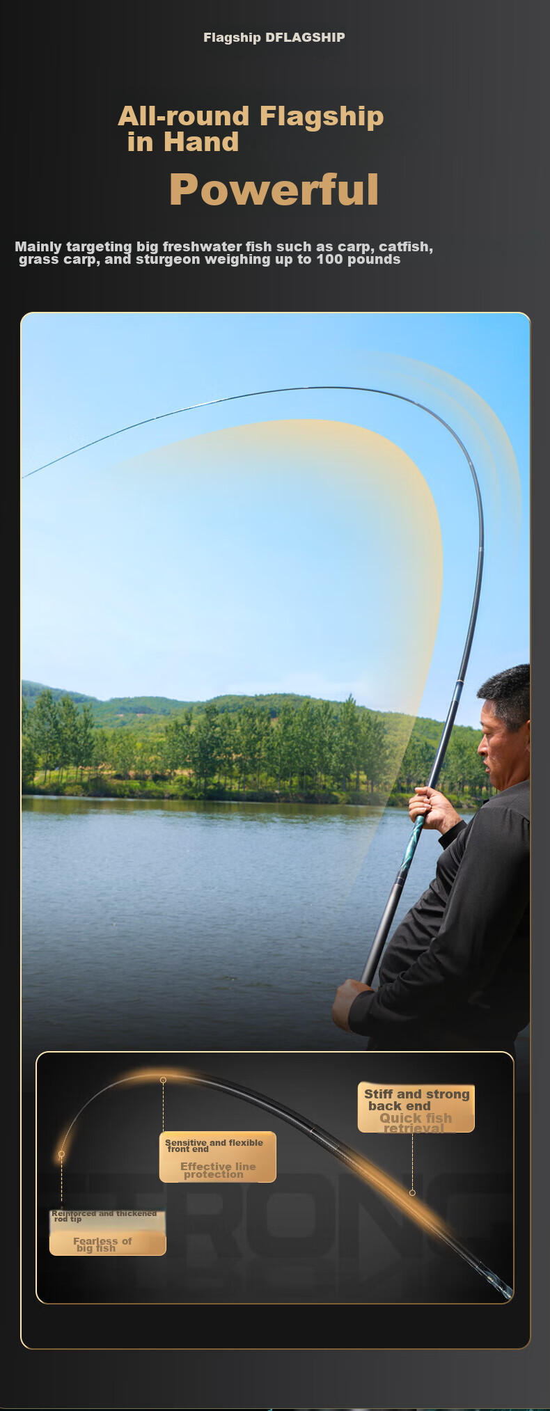Woding King of Kings Flagship Edition Fishing Rod, Carbon Fiber Ultra-Light Big Fish Rod, Fishing Pole for Platform Fishing And Hand Fishing, 5.4 Meters, 5.5H 8