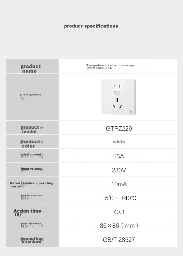 BULL Switch Socket GTP Series, 16A Five-Hole Socket with Leakage Protection, GTPZ229 Concealed Installatio 11