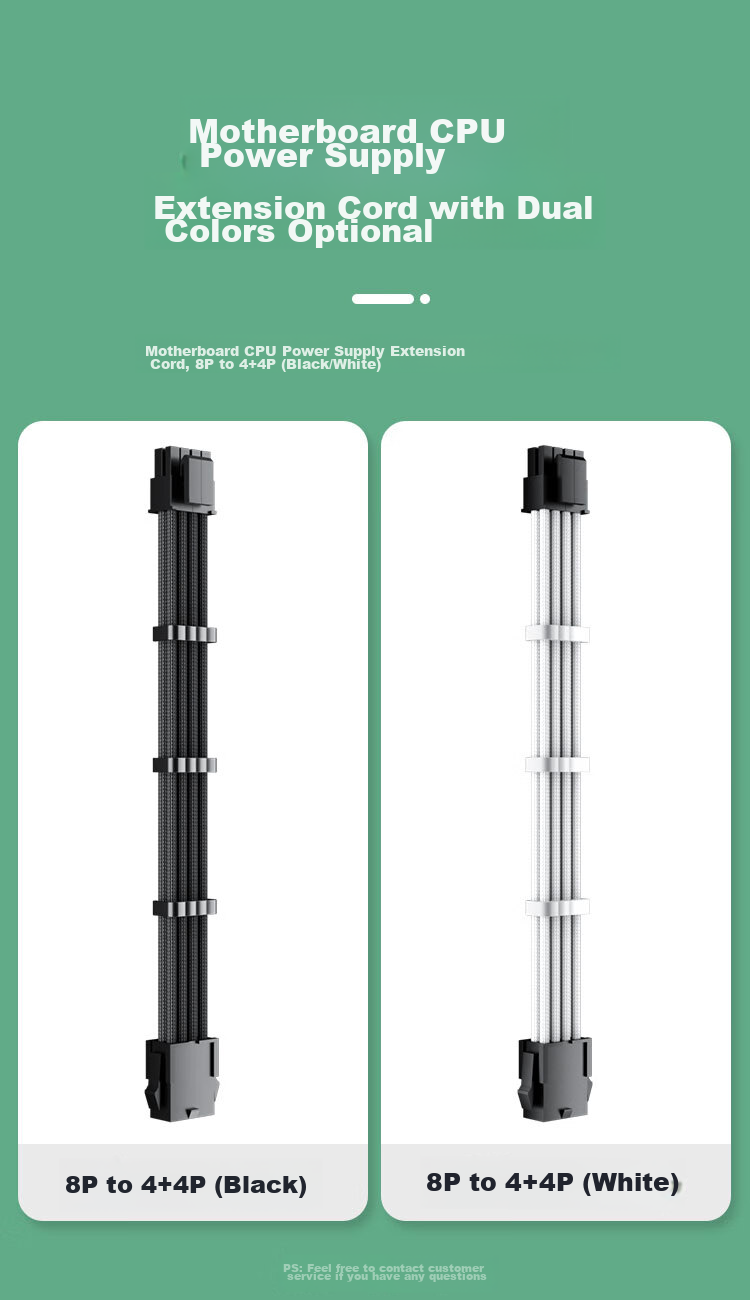 KELEPU Desktop Computer CPU Power Extension Cable, 8Pin to 4+4Pin Male And Female Extension Cord, White, 300mm 9