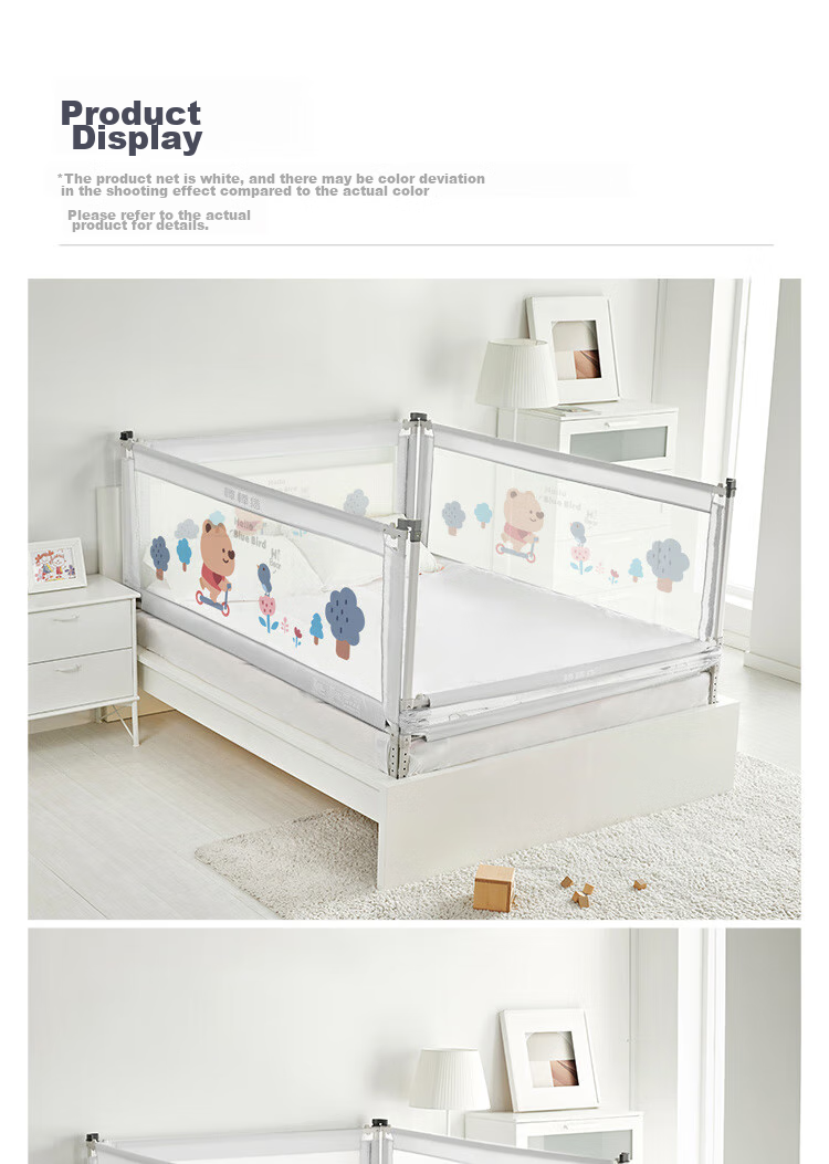 Bangbangzhu Bed Guard Rail, Baby Crib Safety Barrier, Anti-Fall Protection, 2 Meters, Galaxy Gray, Single-Sided Installatio 19