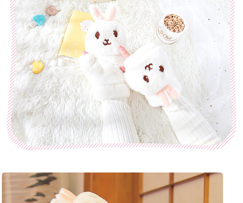 677888 Flip-Top Gloves for Women, Winter Student Cute Cycling Warm Half-Finger Christmas Gift for Girls Birthday Present 25