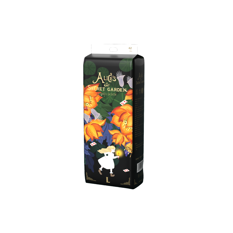 Bebetour Alice in Wonderland Diapers L42 (9-14kg), Baby Targeted Absorption, [Brand Direct Supply, Safe Quality]