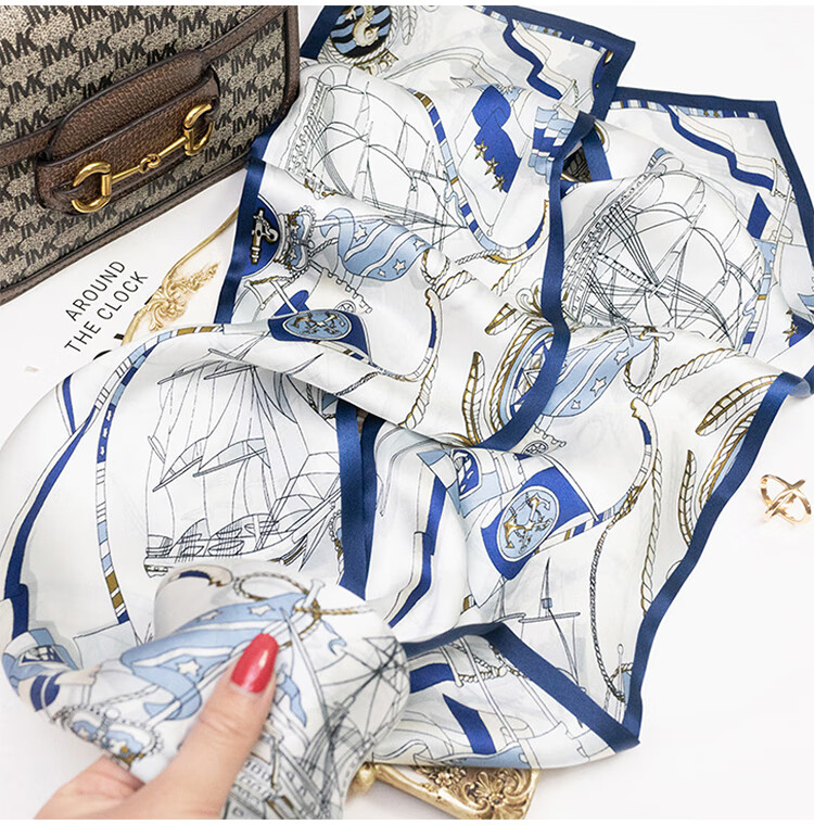 GLO-STORY Silk Scarf for Women, Mulberry Silk Versatile Double-Layer Fine Silk Narrow Small Scarf Long Flowing Ribbon Qixi Gift Box Set 32