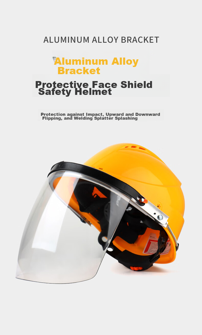 Geermu Safety Helmet with Face Shield for Construction Sites, GM793 Yellow, Worker Construction ABS Hard Hat, Breathable, Factory Direct Customizatio 1