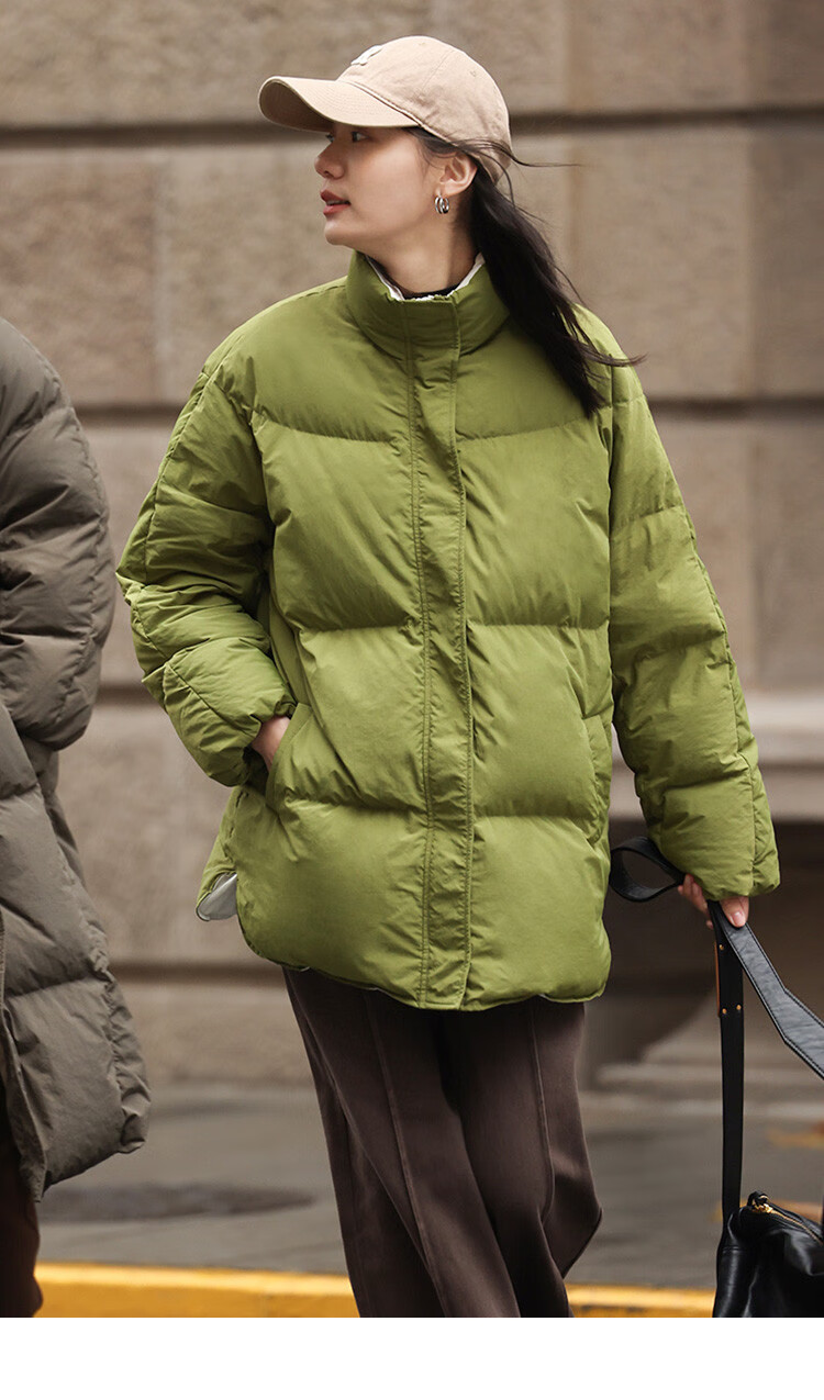Dme [Avocado Good Mood] Winter Lightweight Stand Collar Warm 90% Duck Down Filling Versatile Women's down Jacket 11