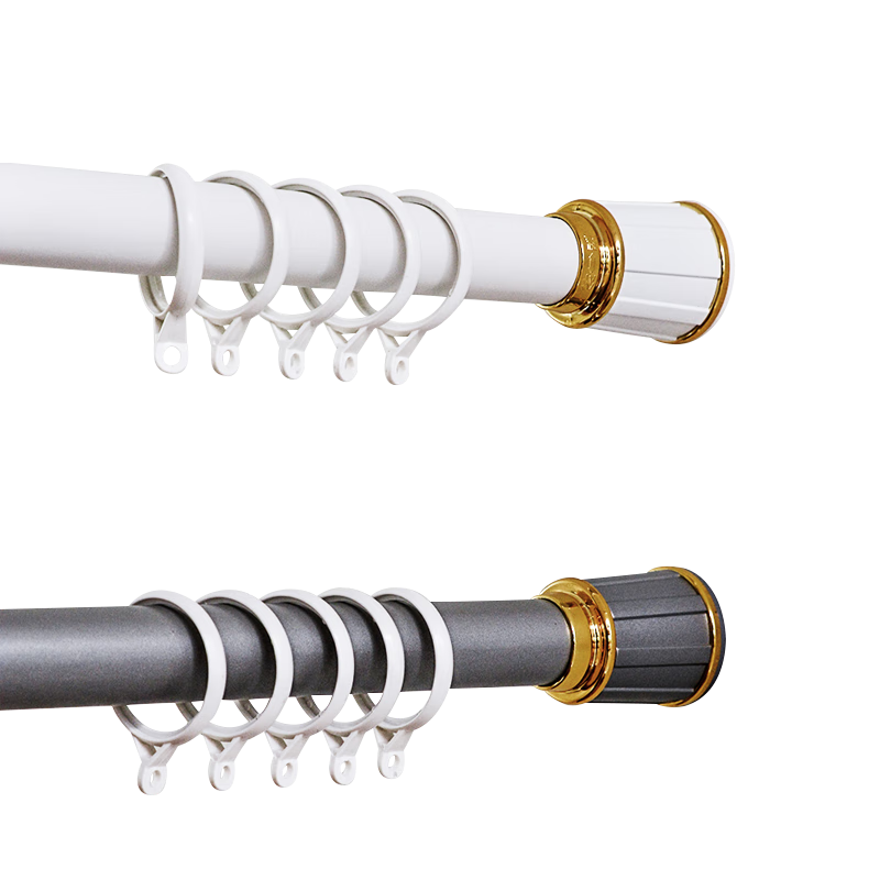 Shuixingjiafang No-Drill Roman Rod Extendable Curtain Rod Installation Single Pole Curtain Rod Support Pole Gray 1.6-2.5 Meters