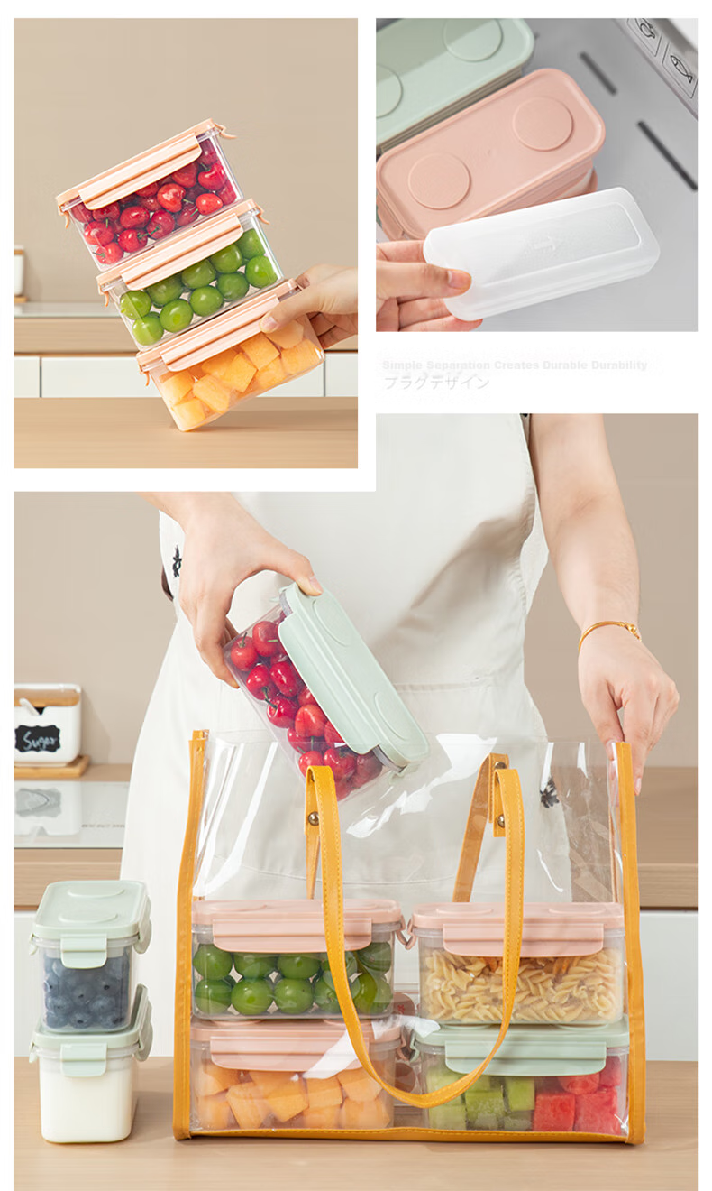 KATEI STORY Japanese Portable Fruit Box with Fork, Handheld Salad Cup, Plastic Cup with Sealing And Leak-Proof Draining Basket for Going Out 20