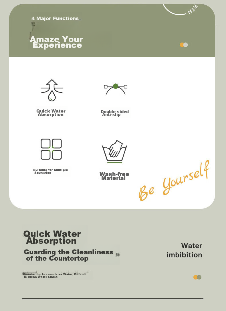 Jingxun Countertop Draining Pad, Heat Insulation Mat, Absorbent Mat, Table Mat for Tableware And Cups, Tea Table Mat, Bar Mat, 40*50cm 2