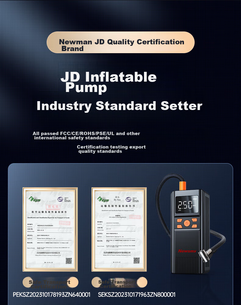 Newsmy Inflatable Pump, Car Tire Air Pump, Wireless Car Air Pump, Bicycle And Electric Bike Pressure Gauge C10 6