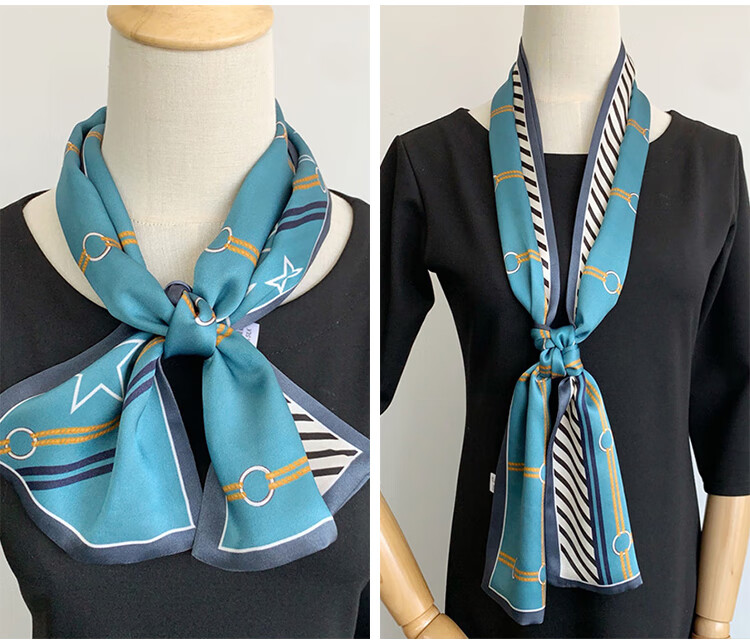 GLO-STORY Silk Scarf for Women, Mulberry Silk Versatile Double-Layer Fine Silk Narrow Small Scarf Long Flowing Ribbon Qixi Gift Box Set 25