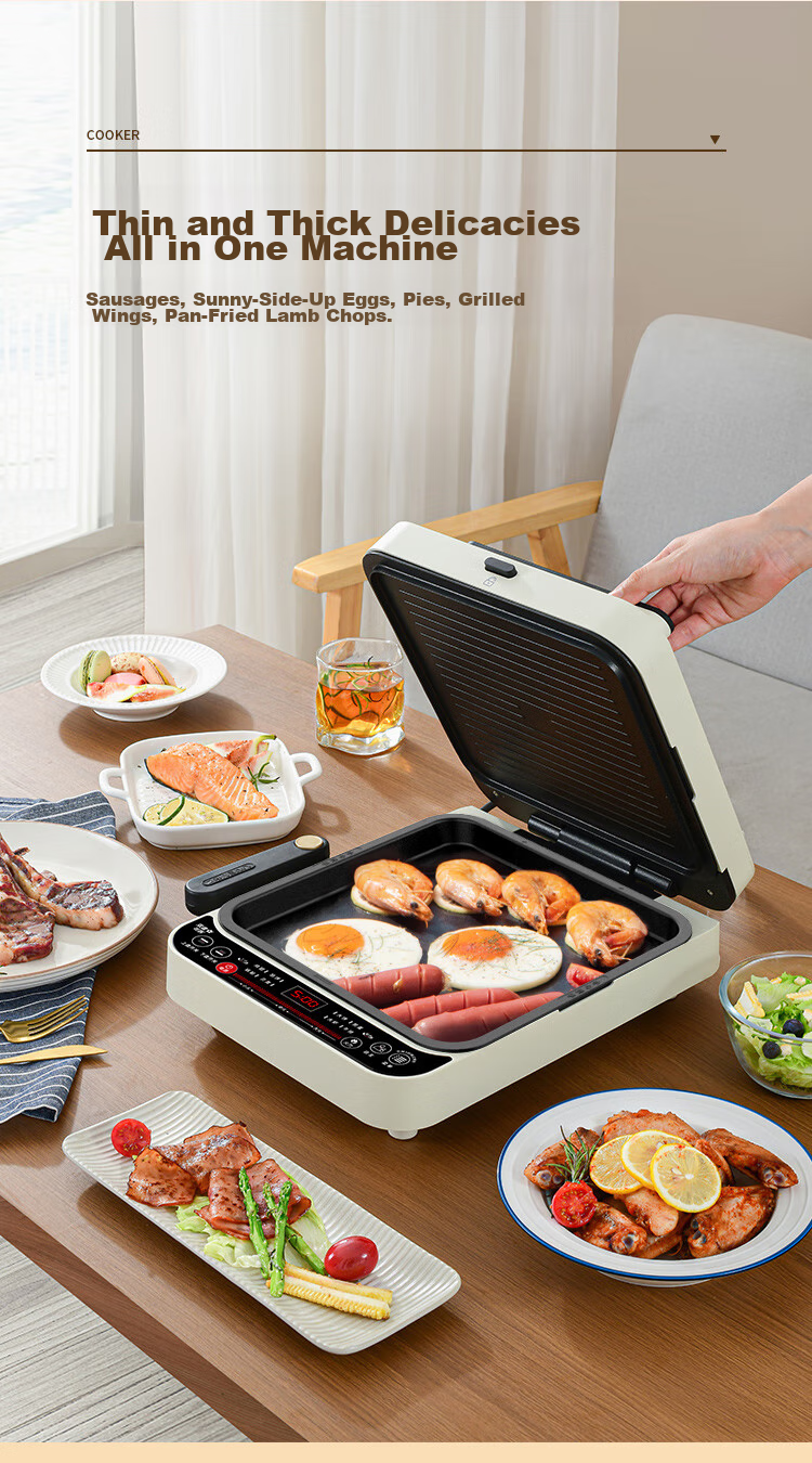 Liven Electric Griddle for Home Use, 35mm Floating Deep Plate, Adjustable Heat, Double-Sided Heating, Grill Pan, Sandwich Breakfast Maker LR-J3031 10