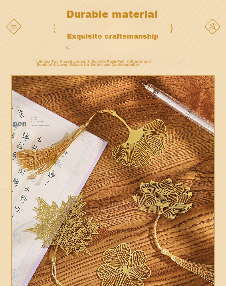Sannianerban Chinese Style High-Quality Commemorative Metal Bookmark Cultural Creative Product Student Gift Birthday Gift for Girls Graduation Gift Student Small Gift Prize 7