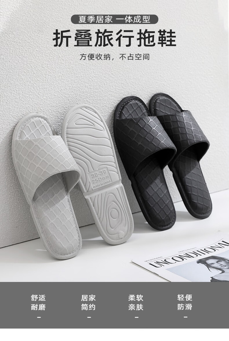 GUOLUOFEI Foldable Portable Ultra-Light Travel Slippers for Business Trip Hotel Summer Unisex Light Blue Size 42-43 1