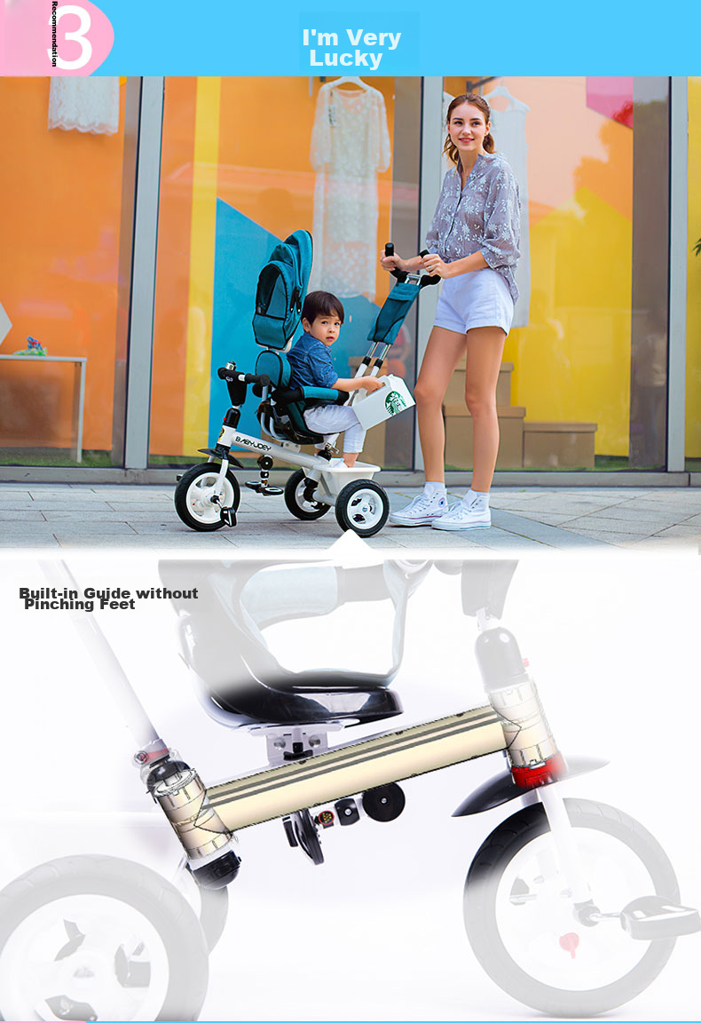 BABYJOEY Children's Tricycle Pedal Bike Stroller for Ages 1-3 Baby Bicycle Kids' Bike, Fairy Blue Baby Gift 3