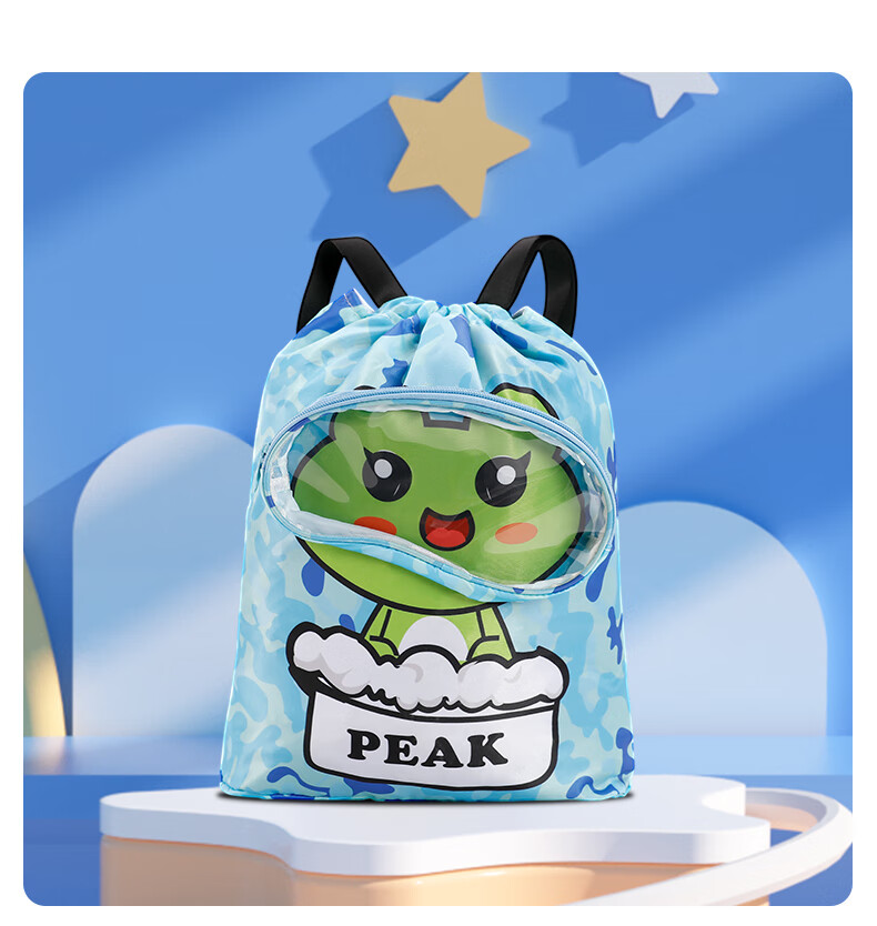 PEAK Children's Dry-Wet Separation Swim Bag, Sports Drawstring Fitness Portable Water-Resistant Storage Bag, Backpack 02 Blue 13