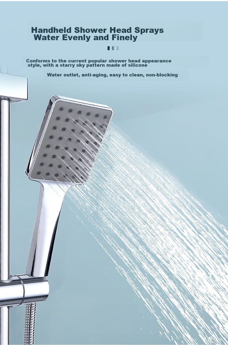 Larsd Shower Head Set, Square Spray Gun Shower Head, Silver Shower Faucet, High-Pressure Shower Head Complete Set F816 8