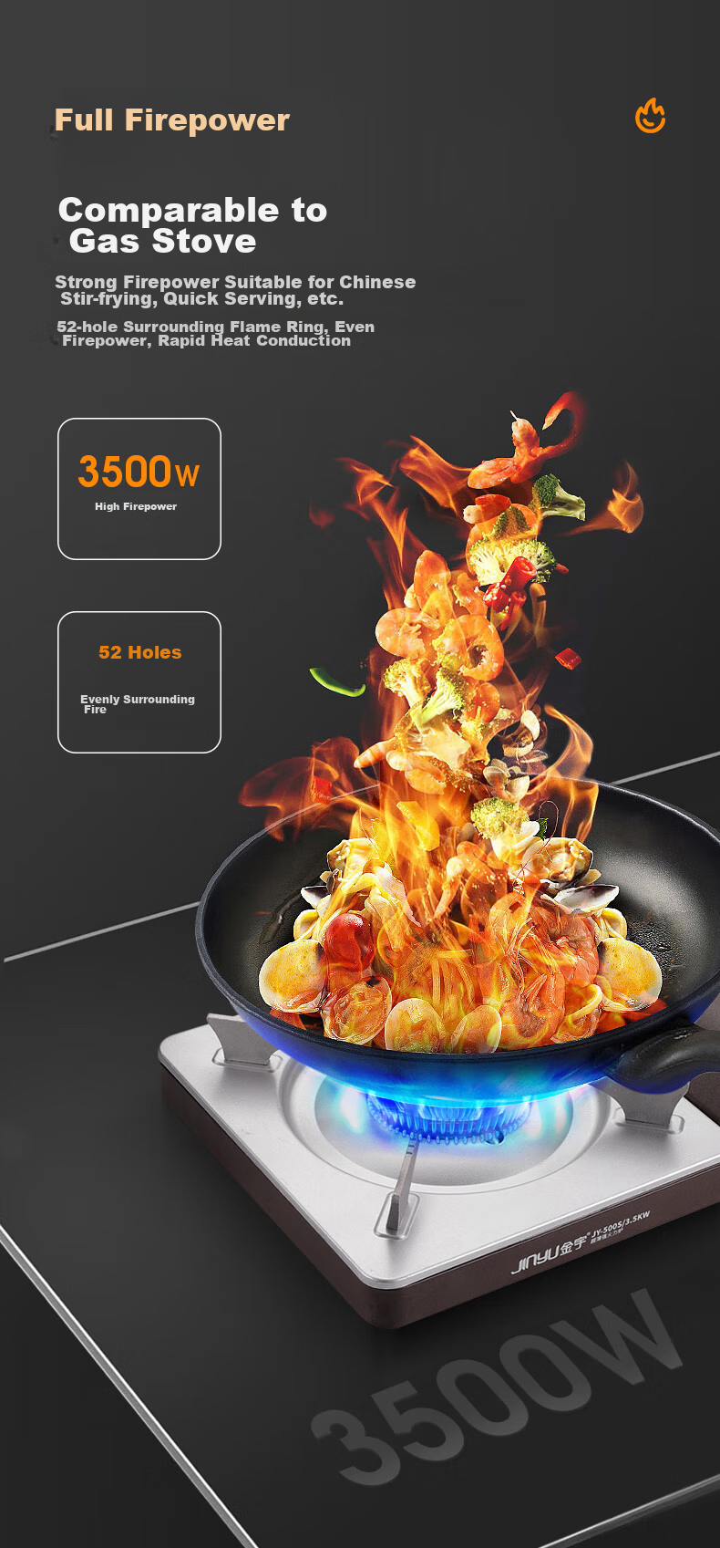 Jinyu Portable Gas Stove, Explosion-Proof Outdoor Cooking Equipment, Magnetic Cartridge Stove, Camping Cookware, Cartridge Burner, 3.5KW, Black 3