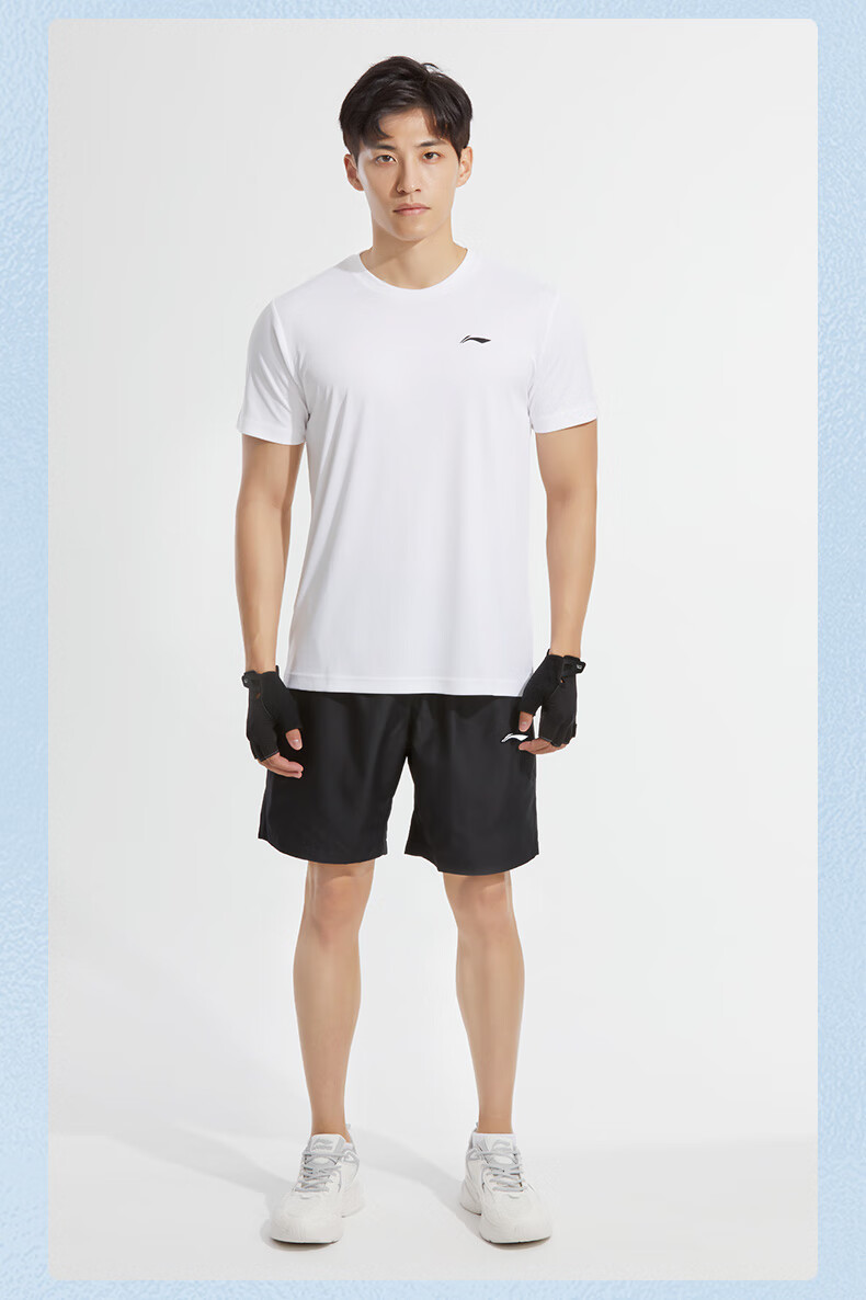Li-Ning Sports Shorts for Men, Summer Breathable Thin Loose Casual Outdoor Quick-Dry Running Fitness Ice Silk Five-Point Shorts 18