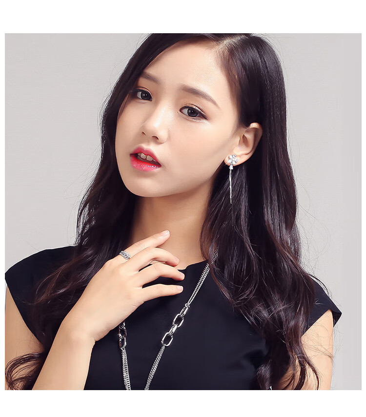 Dijing 925 Silver Long Tassel Earrings, Hoop Earrings, New Style Studs, Birthday Gift for Women, Present for Girlfriend 6