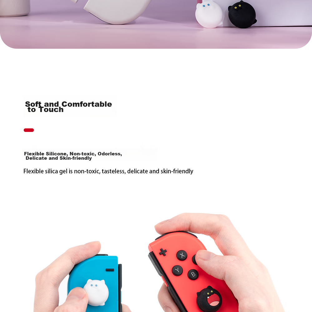 Jixiang Bobo Cat Switch Joy-Con Capsule, Compatible with OLED/NS/LITE Silicone Protective Cover for Joy-Con Controller, 4-Piece Set, Gaming Accessories 9