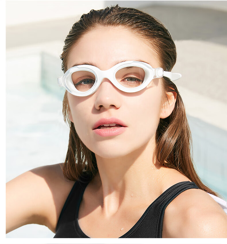 WATERTIME / Shuichuan Swimming Goggles, Nearsighted Waterproof Anti-Fog Large Frame with Prescription Lenses for Men And Women, White 300 14
