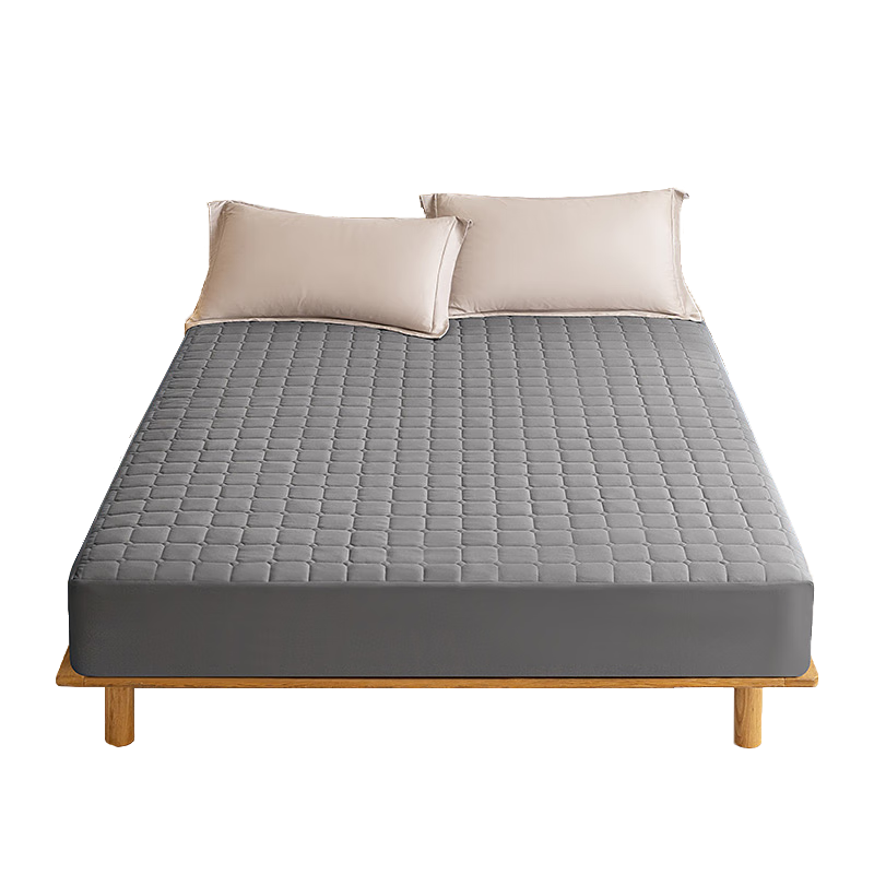 JD Original Soft Padded Fitted Sheet, 120g Thickened Washable Brushed Class A Mattress Protector, for 1.8m Bed, Gray