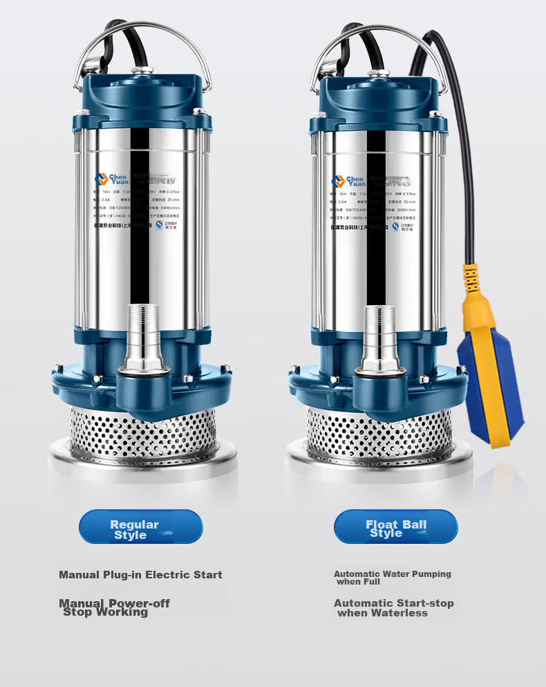 CHENYUAN Submersible Pump, 220V Household And Well Use, Stainless Steel Float Ball Sewage Pump, Automatic Agricultural Drainage Water Pump, Irrigation Pump 13