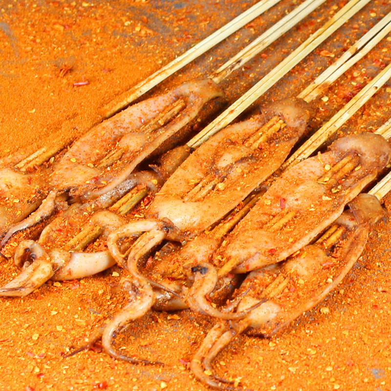 富海锦鱿鱼半支串净重440g10-12串 轰炸大鱿鱼烧烤火锅食材海鲜软足送礼