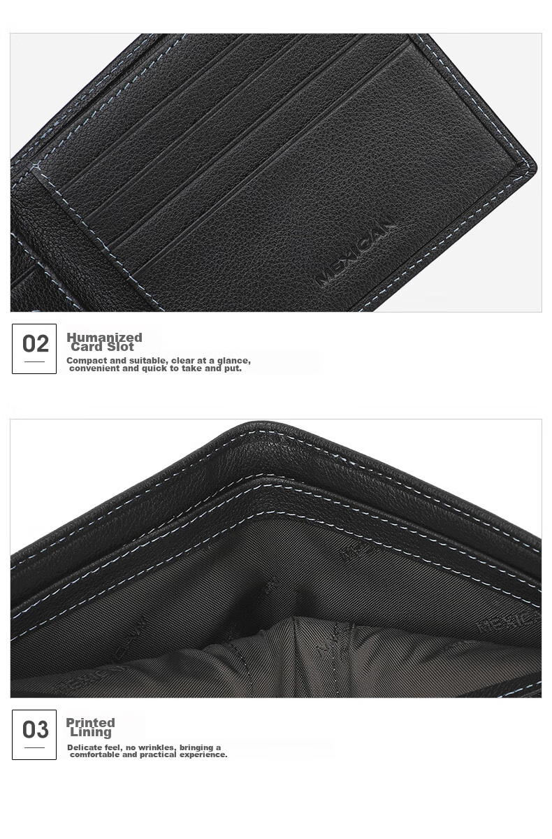 MEXICAN Men's Wallet, Genuine Top-Grain Leather Card Holder And Coin Purse, High-End Gift Box, Birthday Present for Boyfriend Or Husband 15