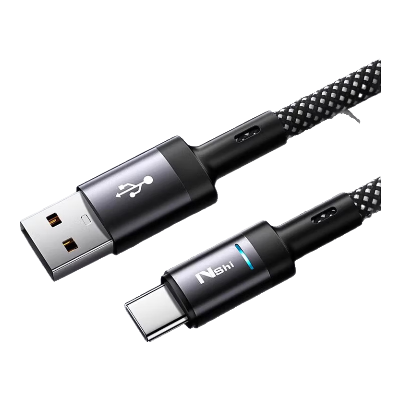 Nengshi Type-C Data Cable, 100W Charging Cord, Super Fast Charging with Auto Power-Off, Suitable for Huawei, OPPO, Honor Nova, Xiaomi, Vivo Phones, 66W Flash Charging Cable, 1.5 Meters, Black