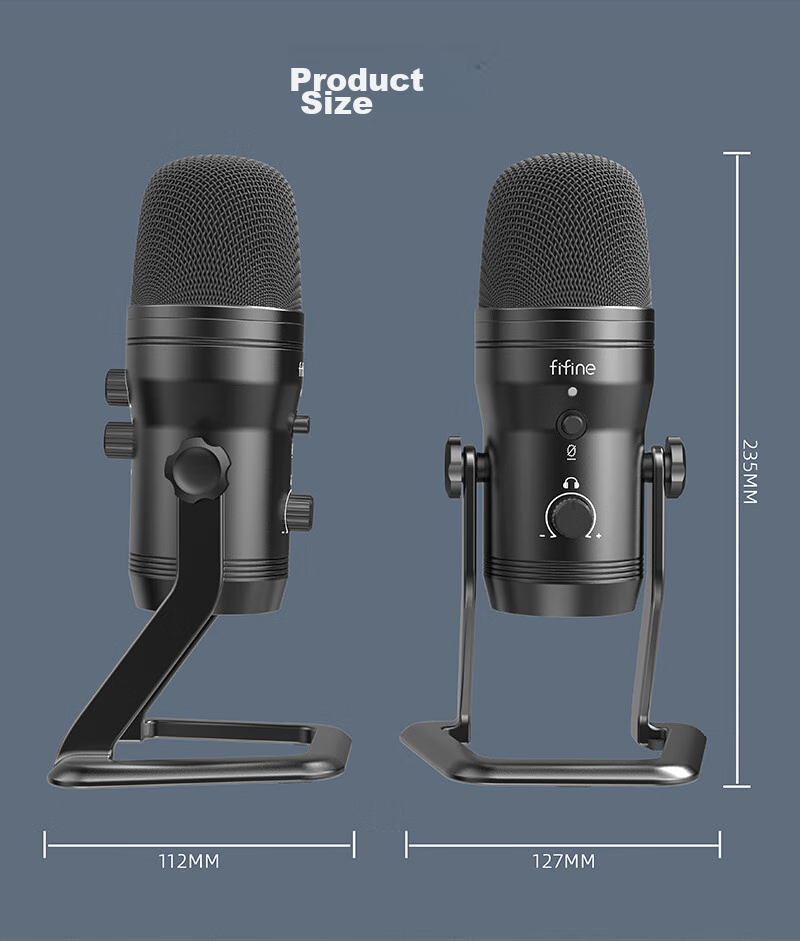 FIFINE Microphone, Condenser Noise Reduction for Recording And Voice-Over, Mobile Phone And Computer Desktop Conference Gaming Voice Karaoke Live Streaming Monitoring Headphones, Wired USB Sound Pickup Microphone K690 13