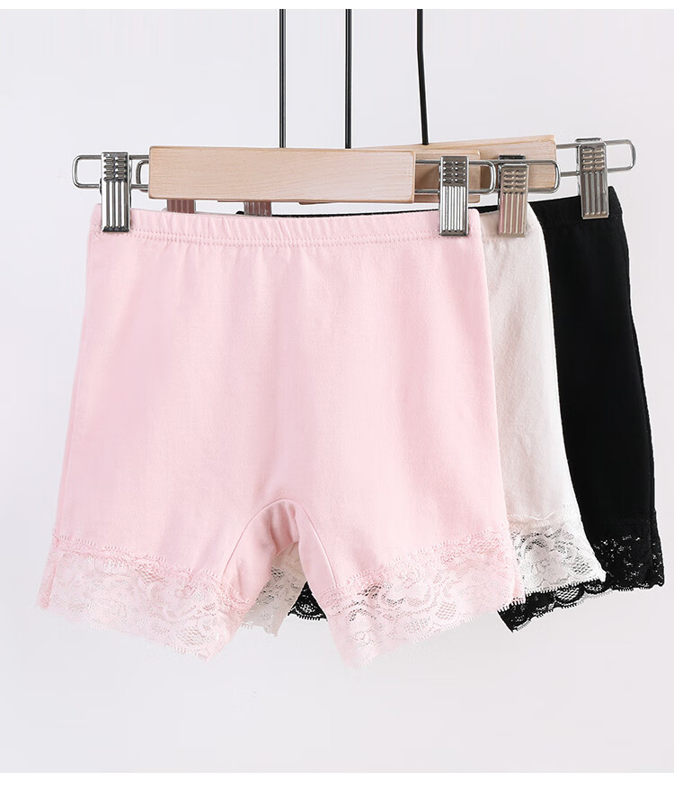 LangSha Children's Underwear, Girls' Safety Shorts, Cotton Anti-Exposure Underpants, Big Kids Boxer Briefs, 2-Pack, Pink And White, Size 130 13