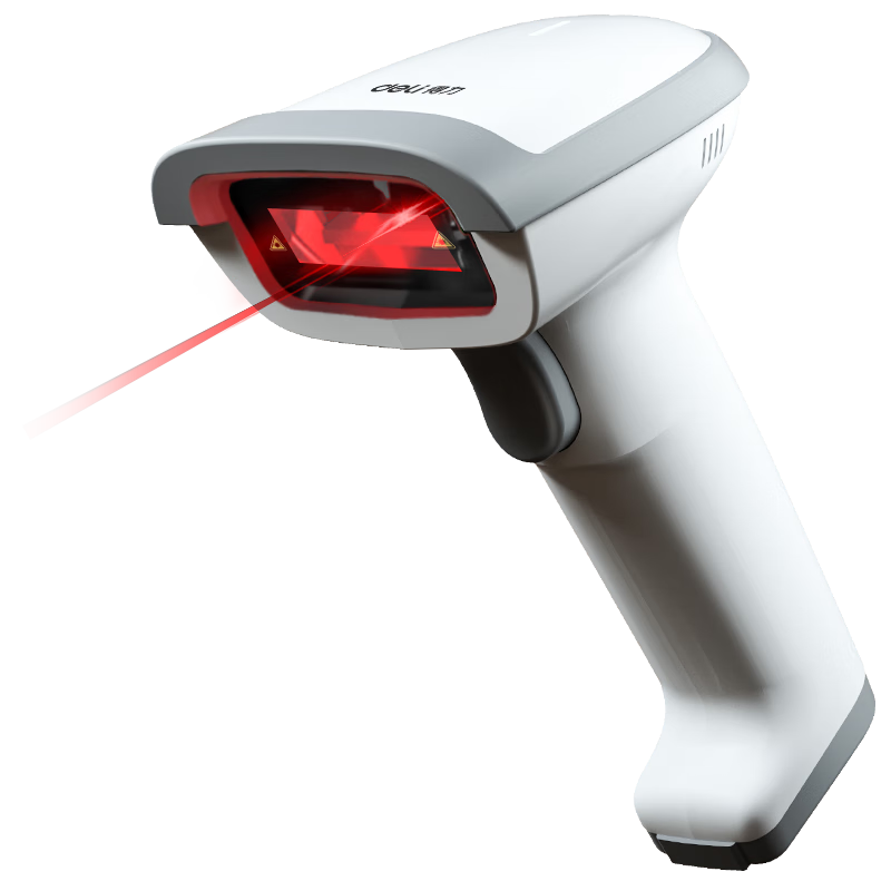 Deli Barcode Scanner Gun, Wireless Barcode Scanning Device, Pharmaceutical Traceability Logistics Express Query Product Inventory Spare Parts Warehouse Barcode Scanner QR Code 14881S Light Gray