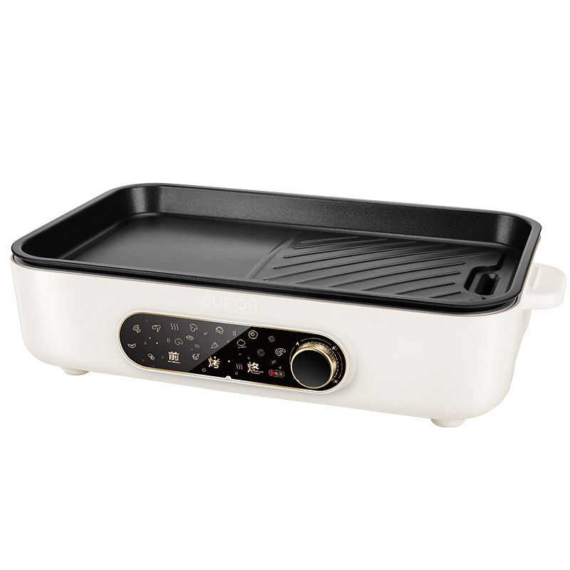 SUPOR Electric Grill Pan, Home Electric Barbecue Grill, Multi-Functional Pot for Grilling Skewers And Meat, Non-Stick Grill Machine with Detachable Design for 3-5 People, GJ3723P805