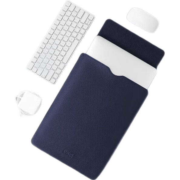 JPLAYER Laptop Sleeve Compatible with Lenovo, Xiaomi, Huawei, Apple Macbook 14-15 Inch, Simple Lightweight Leather Computer Protective Case, Royal Blue