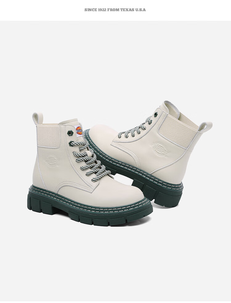 Dickies Women's Martin Boots, Fashionable Versatile Work Boots, High-Top Lace-Up Women's Boots, Beige, Size 35 10