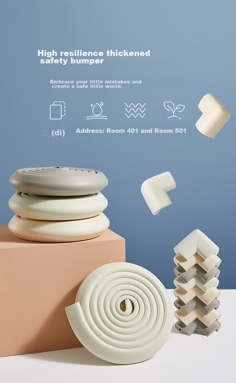 AIBEDILA Anti-Collision Strip, Baby Home Use Corner Guard, Table Corner Protector, Safety Edge Guard, Thickened And Widened L-Shaped, Beige, 4 Meters 1