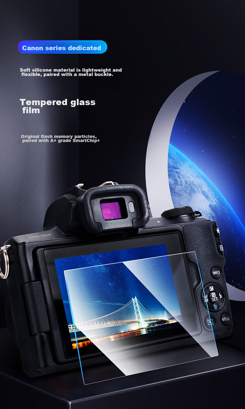 JJC Tempered Glass Screen Protector for Canon R50 R8 G7X3 M200 850D Camera, Protective Film for Mirrorless And DSLR Cameras, Accessory 1