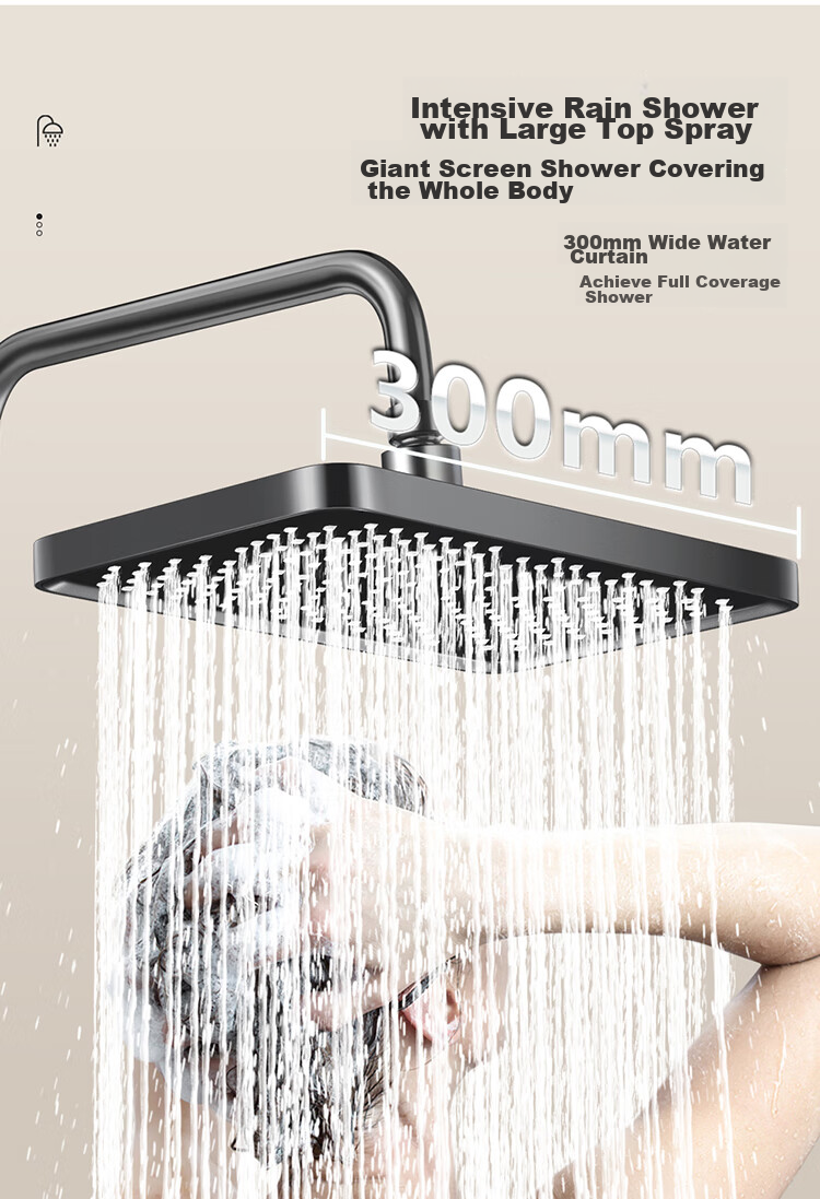 Larsd Shower Head Set with High-Pressure Shower Head, Piano Key Gun Gray Bathroom Shower Head LD7856H 6