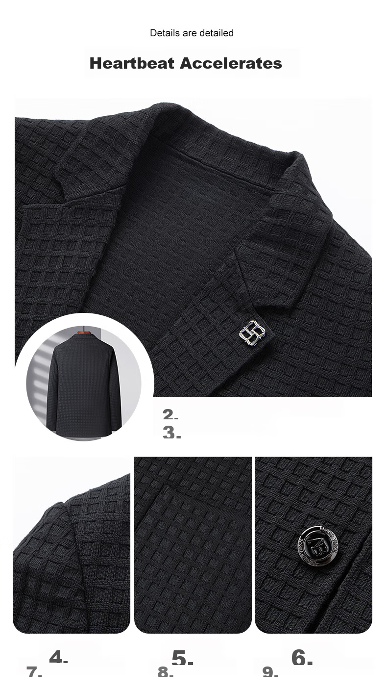 FIRS Suit Jacket for Men, Spring And Autumn Style, Middle-Aged Young Luxury High-End Business Casual Coat Blazer, Black, Size 175 2