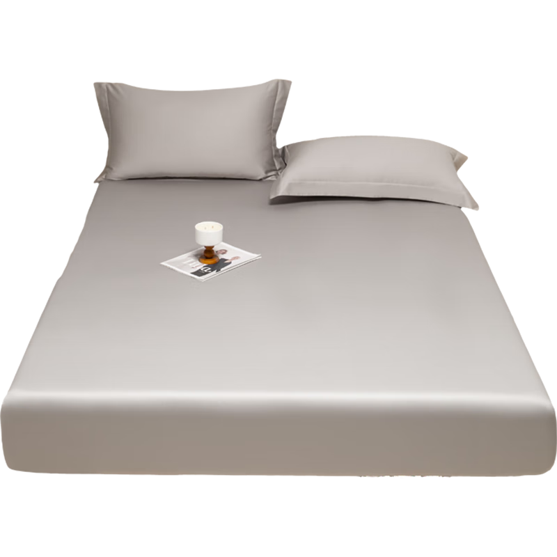 AMOR Antibacterial Class A, 100 Pieces, Satin Fitted Sheet, Single Mattress Protector Cover, Pure Cotton, Phantom Grey, 1.5x2 Meters